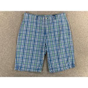 Vineyard Vines 100% Cotton Plaid CLUB Shorts (Men's‎ 32) Blue